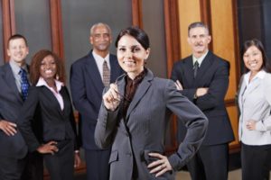Diverse businesspeople in boardroom